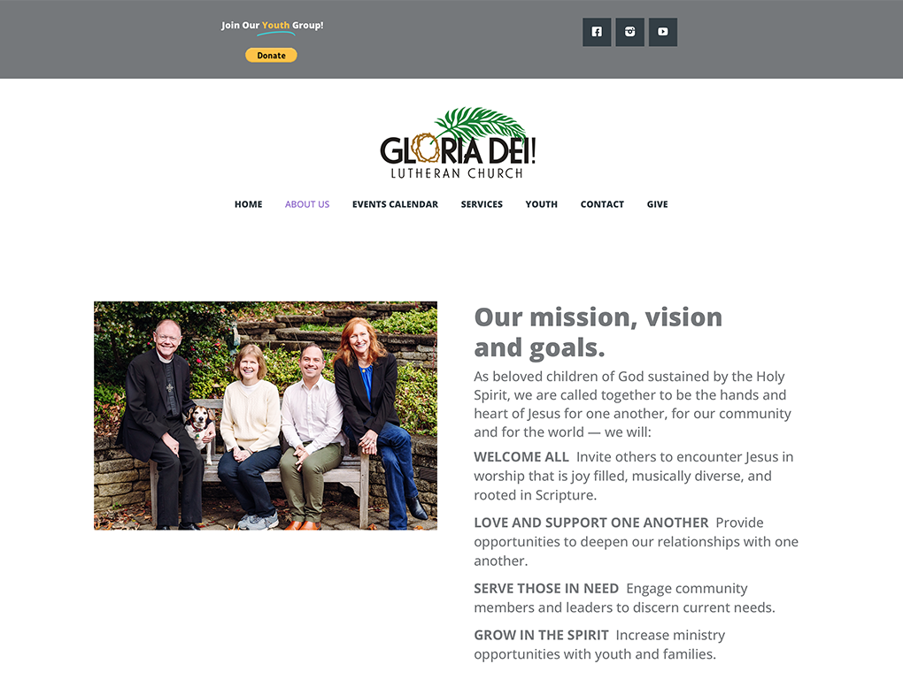 Gloria Dei Website About Page