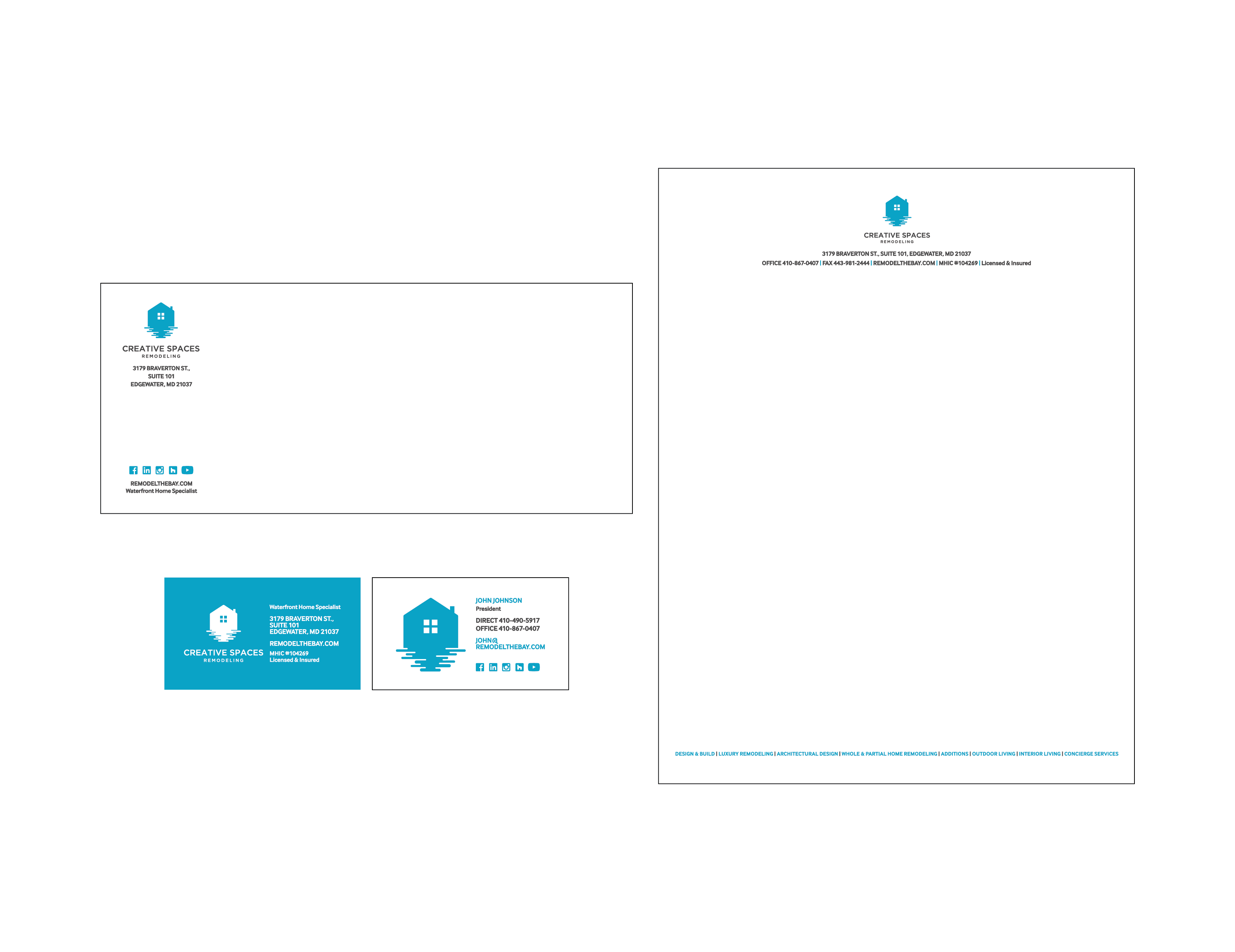 Creative Spaces Business Cards, Letterhead and Envelopes