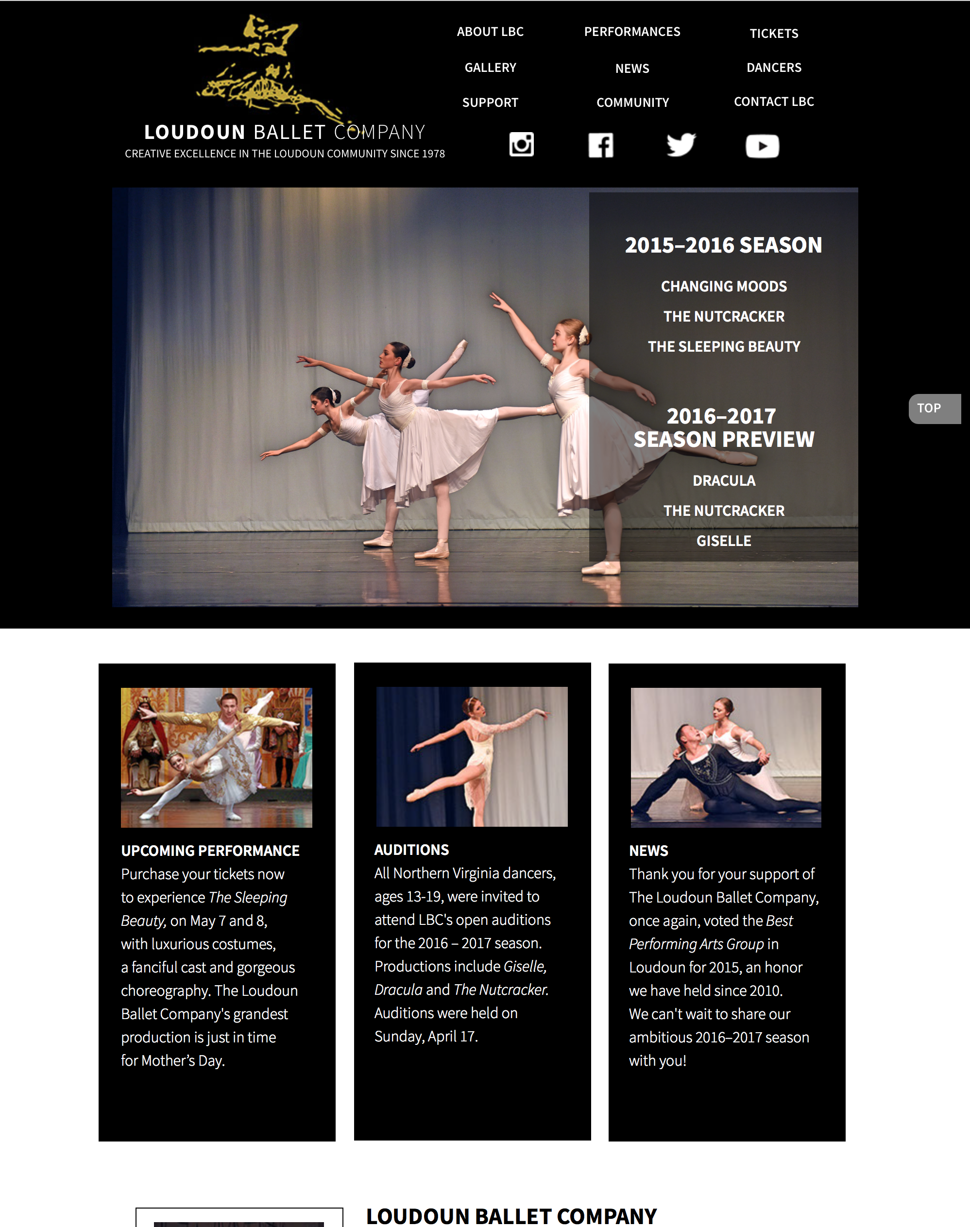 Whale Works Design Loudoun Ballet Company Website