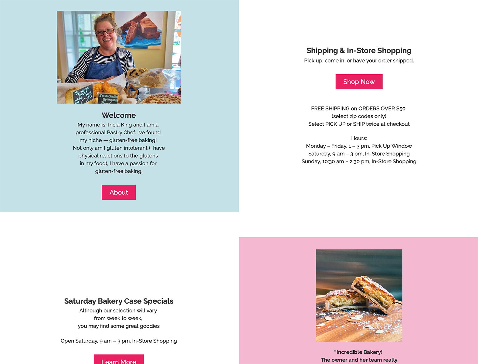 Whale Works Design Gluten-Free Bakery Girl Website