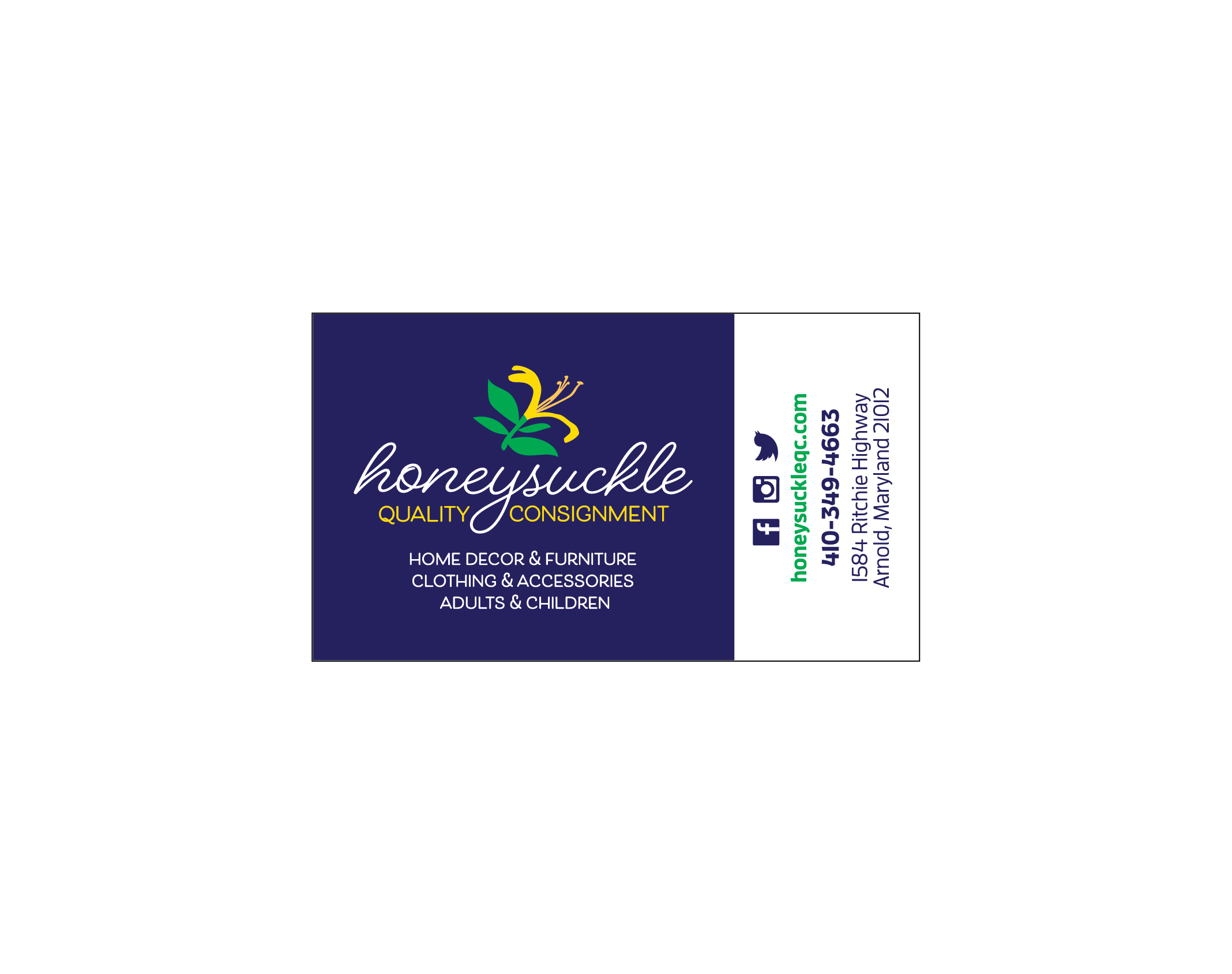 Honeysuckle Quality Consignment Business Card