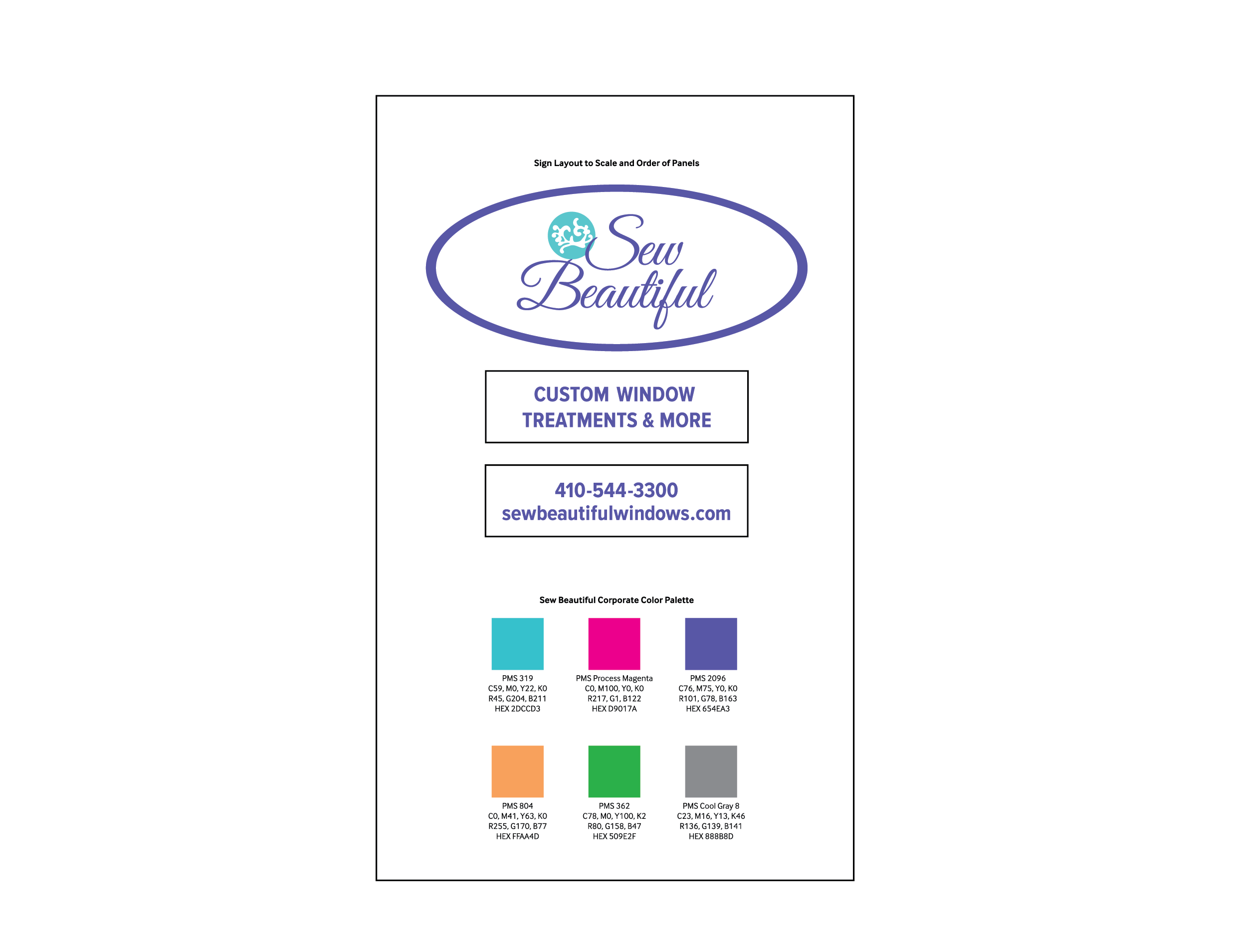 Sew Beautiful Sign Specs and Palette