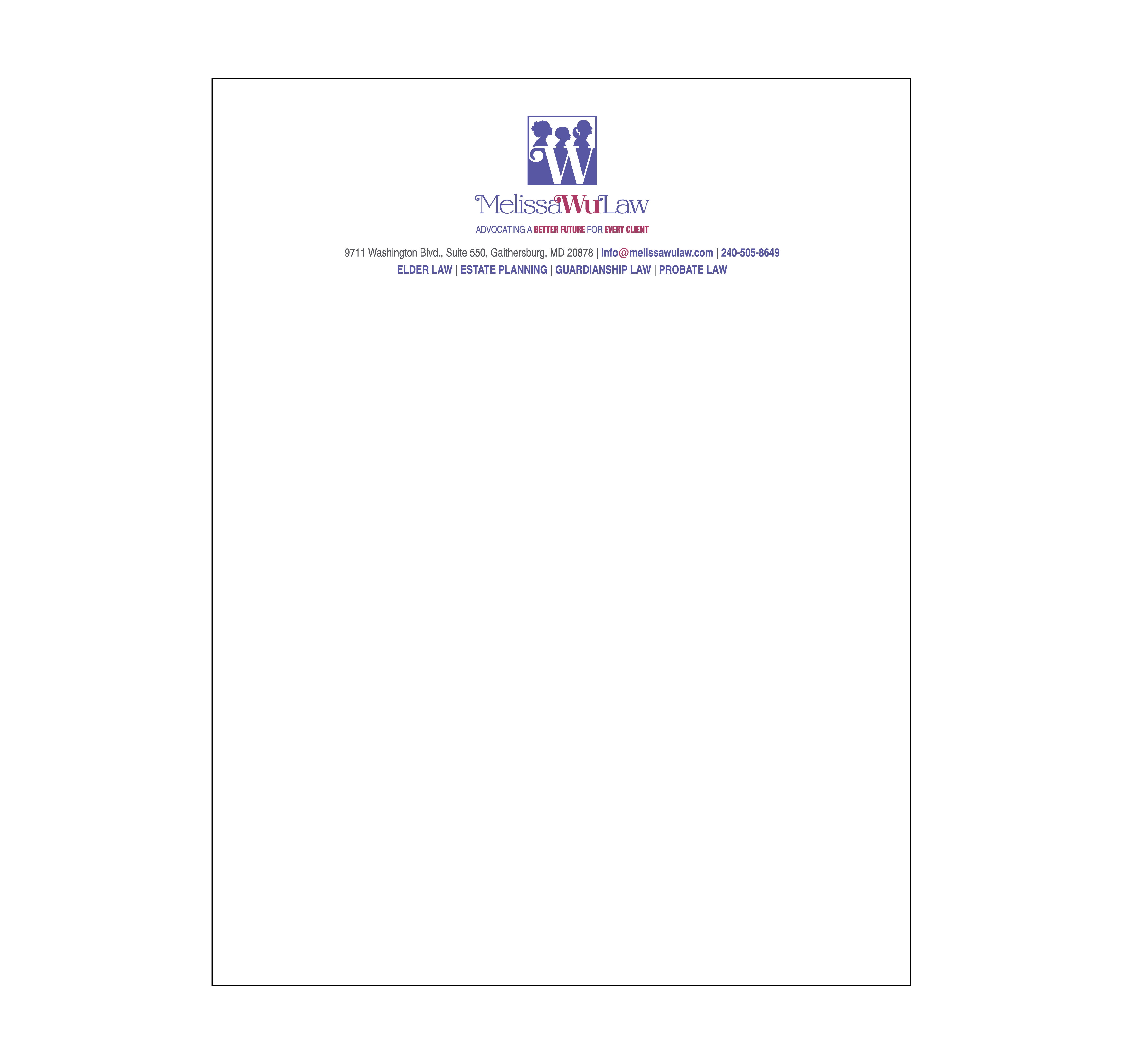 Melissa Wu Law Letterhead Design Layout