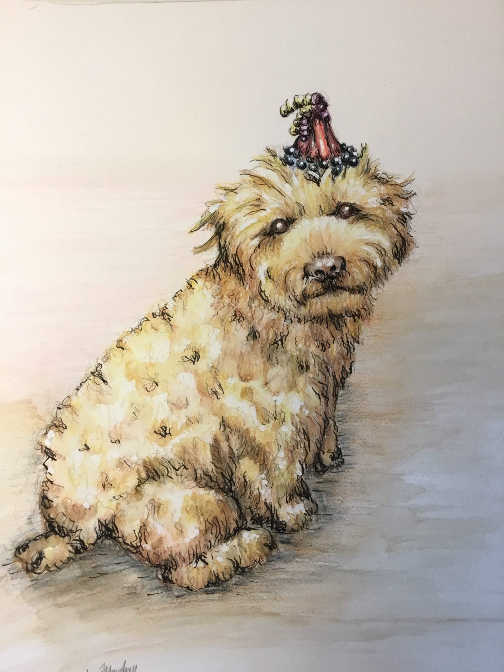 Watercolor Pencil, Pen-and-Ink Pet Portrait
