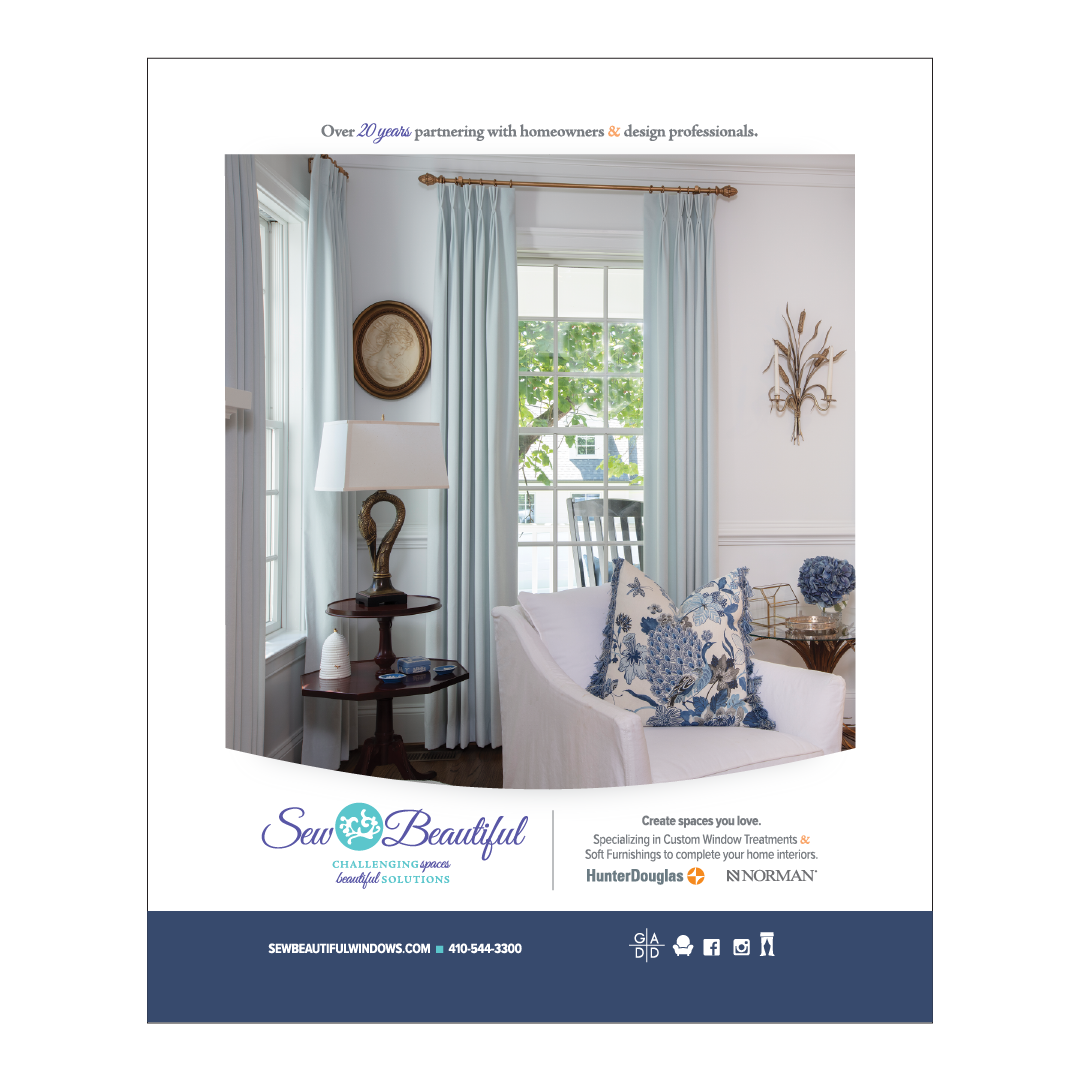 Whale Works Design Sew Beautiful Annapolis Home Magazine Ad 2/23
